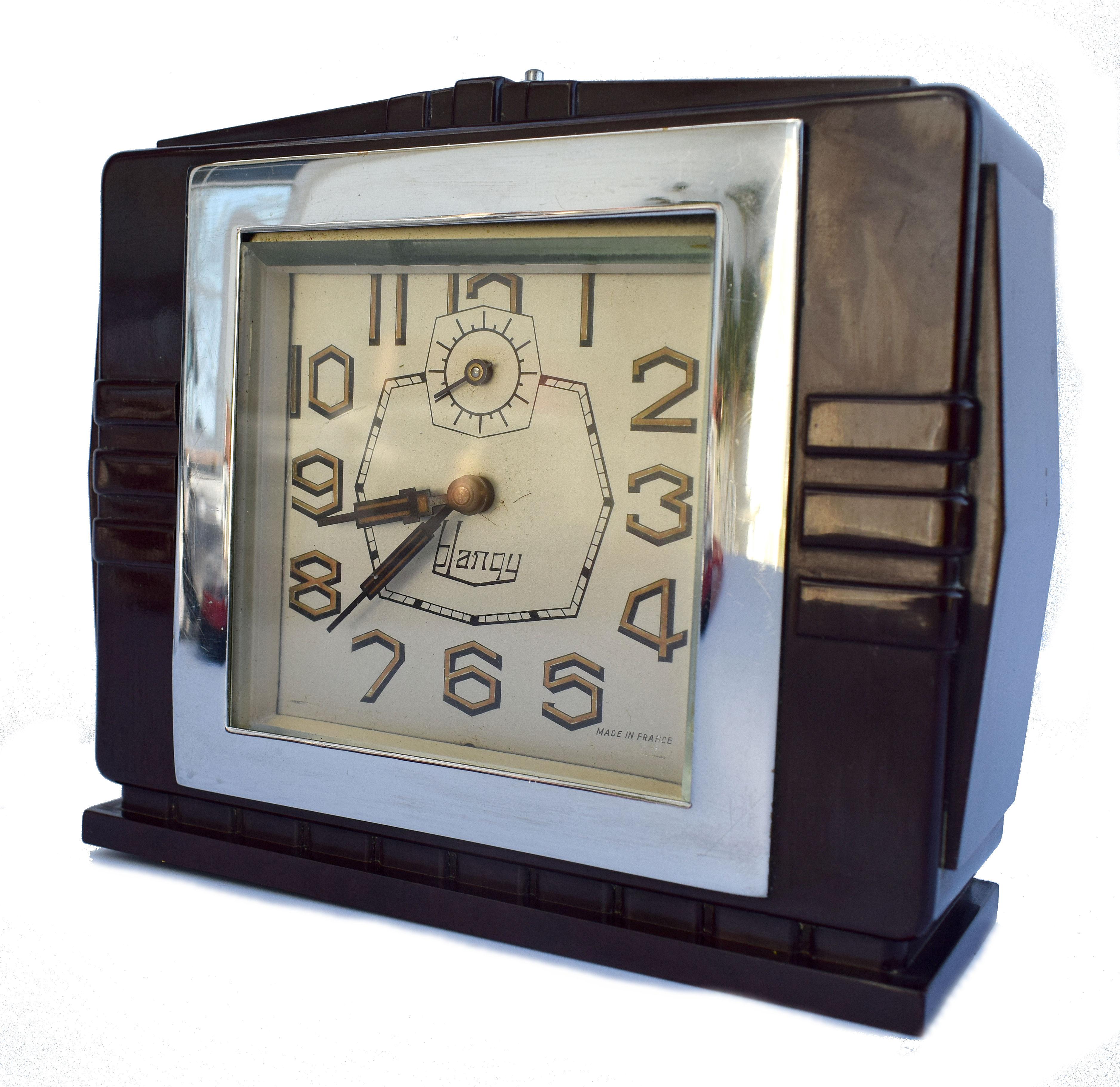 Art Deco French 1930's Bakelite Clock by Blangy For Sale 1