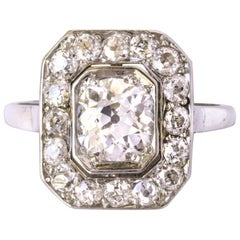 French Art Deco 2.60 Carat Diamond Platinum Ring
