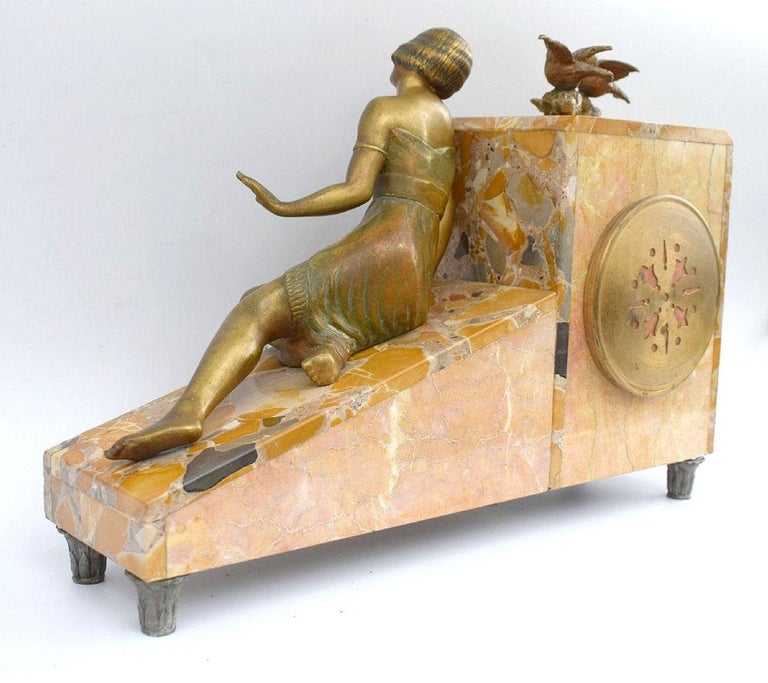 Art Deco French 8 Day Marble Mantle Clock, c1930's 4