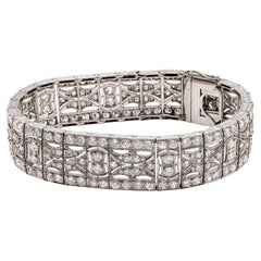 Art Deco French 8.00 Carats Diamond Platinum Bracelet