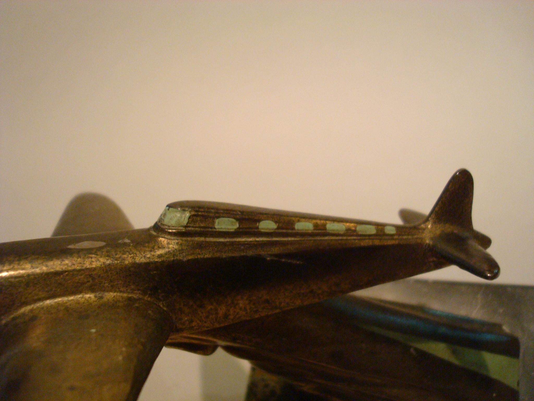 20th Century Art Deco French Airplane Desk Paperweight Sculpture