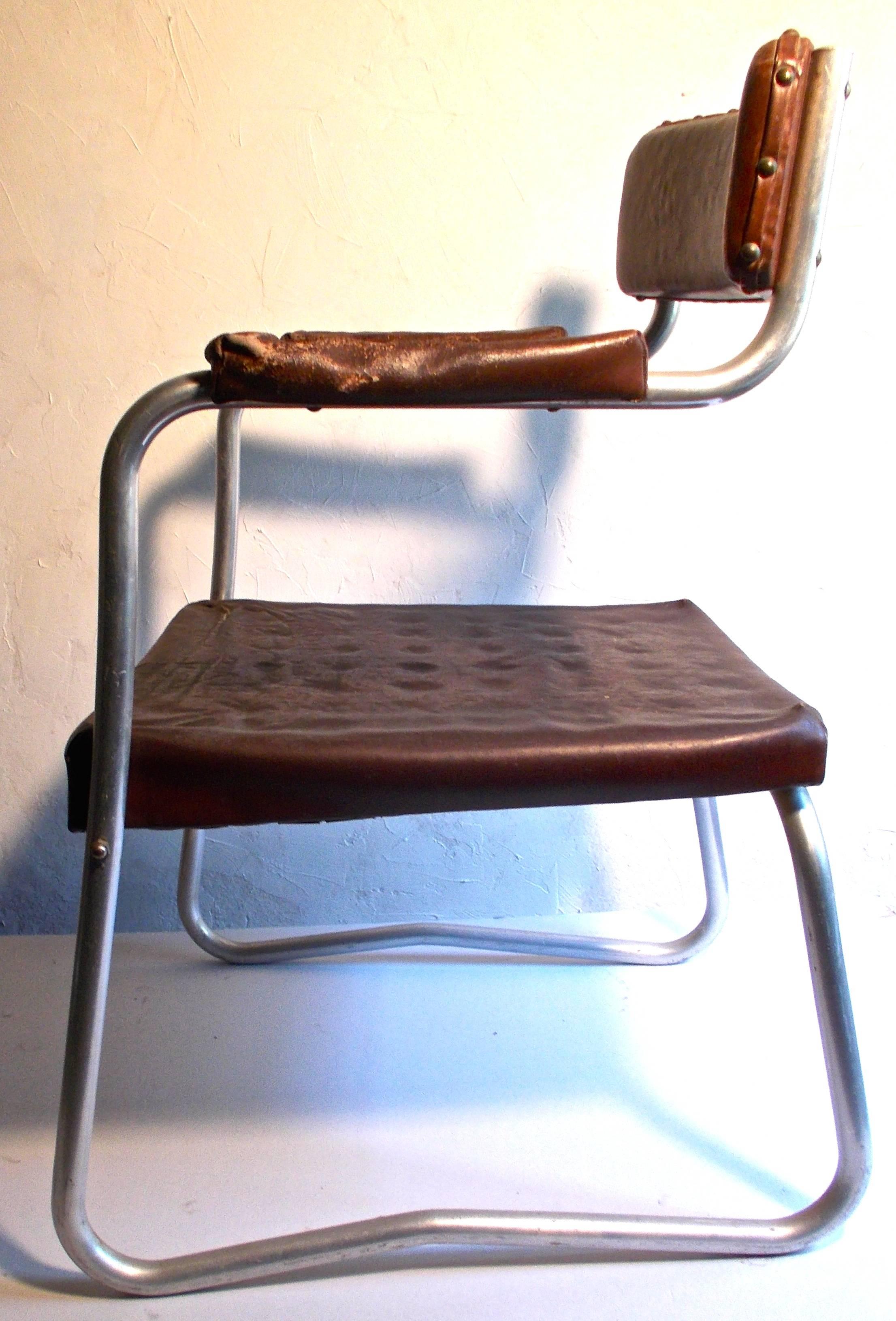 Early 20th Century Art Deco French Aluminium Armchair For Sale