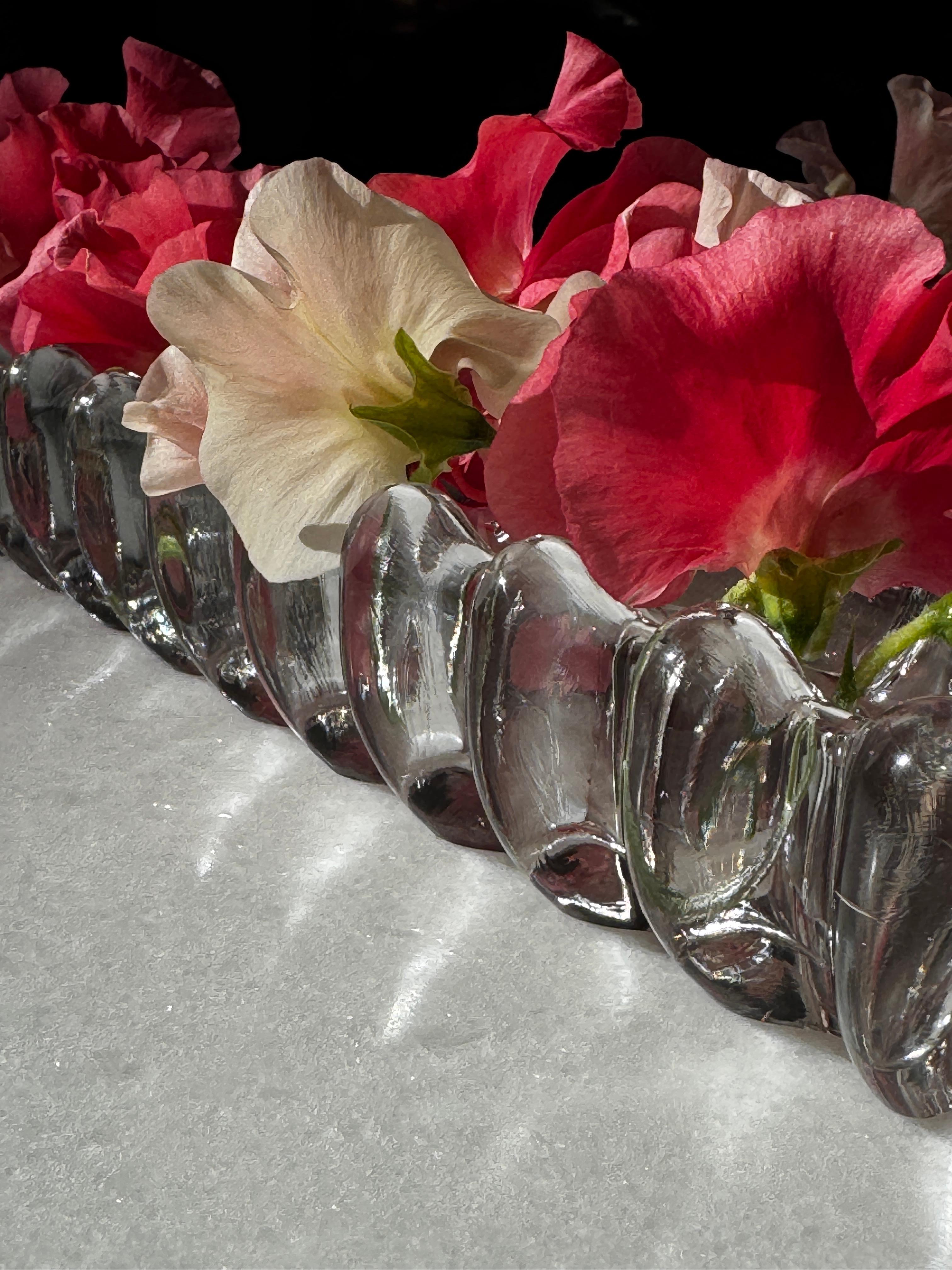 Early 20th Century Art Deco French Bayel Crystal Centre Piece 8 Pieces 2 Candle Holders Circa 1925
