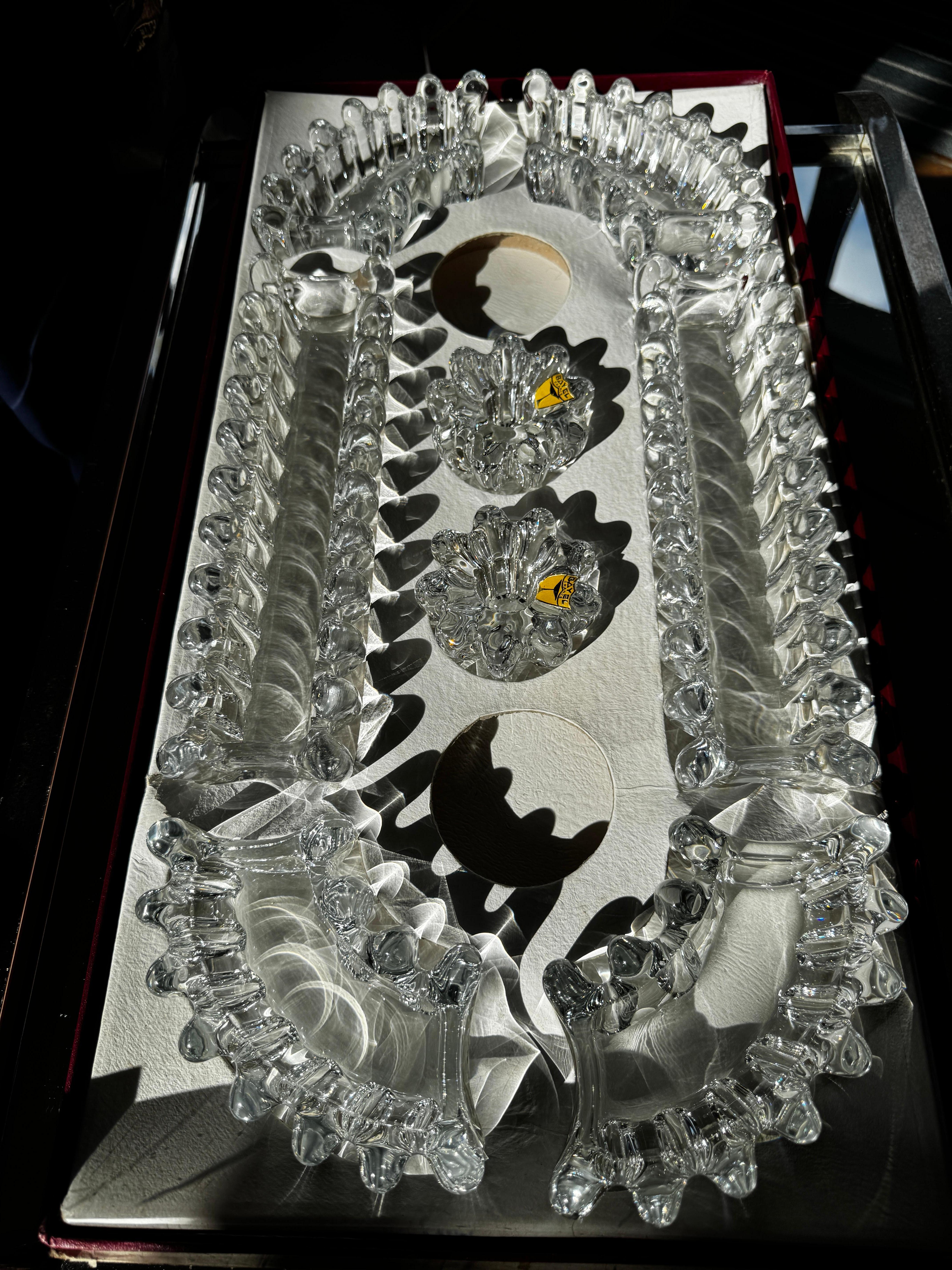 Art Deco French Bayel Crystal Centre Piece 8 Pieces 2 Candle Holders Circa 1925 12