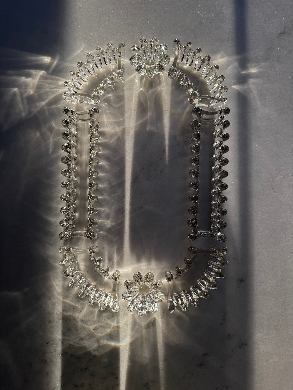 Art Deco French Bayel Crystal Centre Piece 8 Pieces 2 Candle Holders Circa 1925