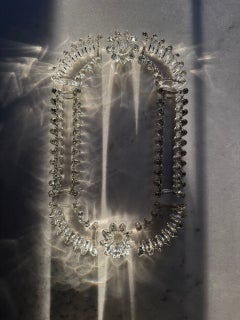 Antique Art Deco French Bayel Crystal Centre Piece 8 Pieces 2 Candle Holders Circa 1925