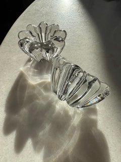 Coppia di portacandele in cristallo francese Art Deco Bayel Circa 1925