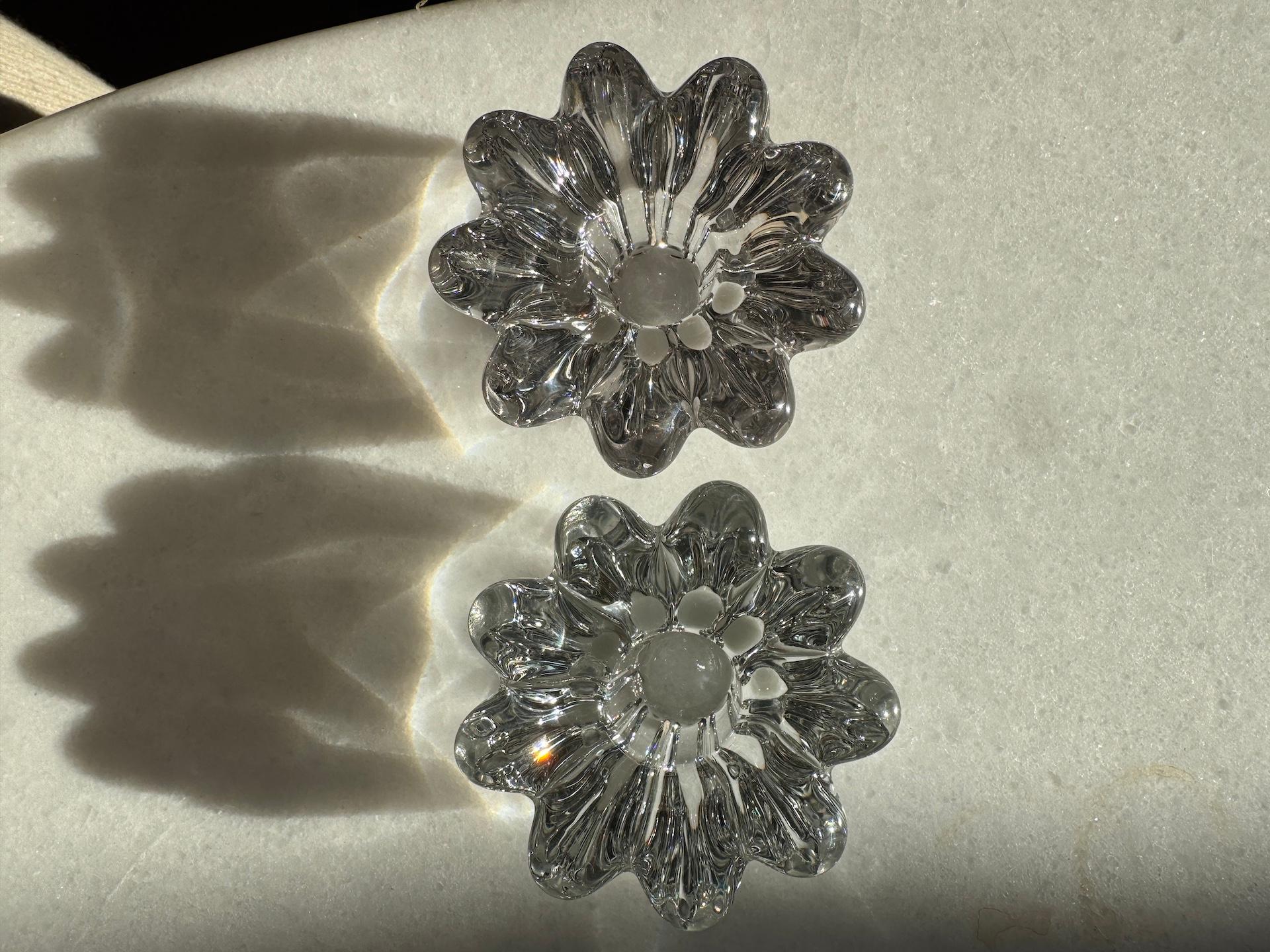 Art Deco French Bayel Crystal Pair of Candle Holders Circa 1925 In Good Condition In Crespières, FR