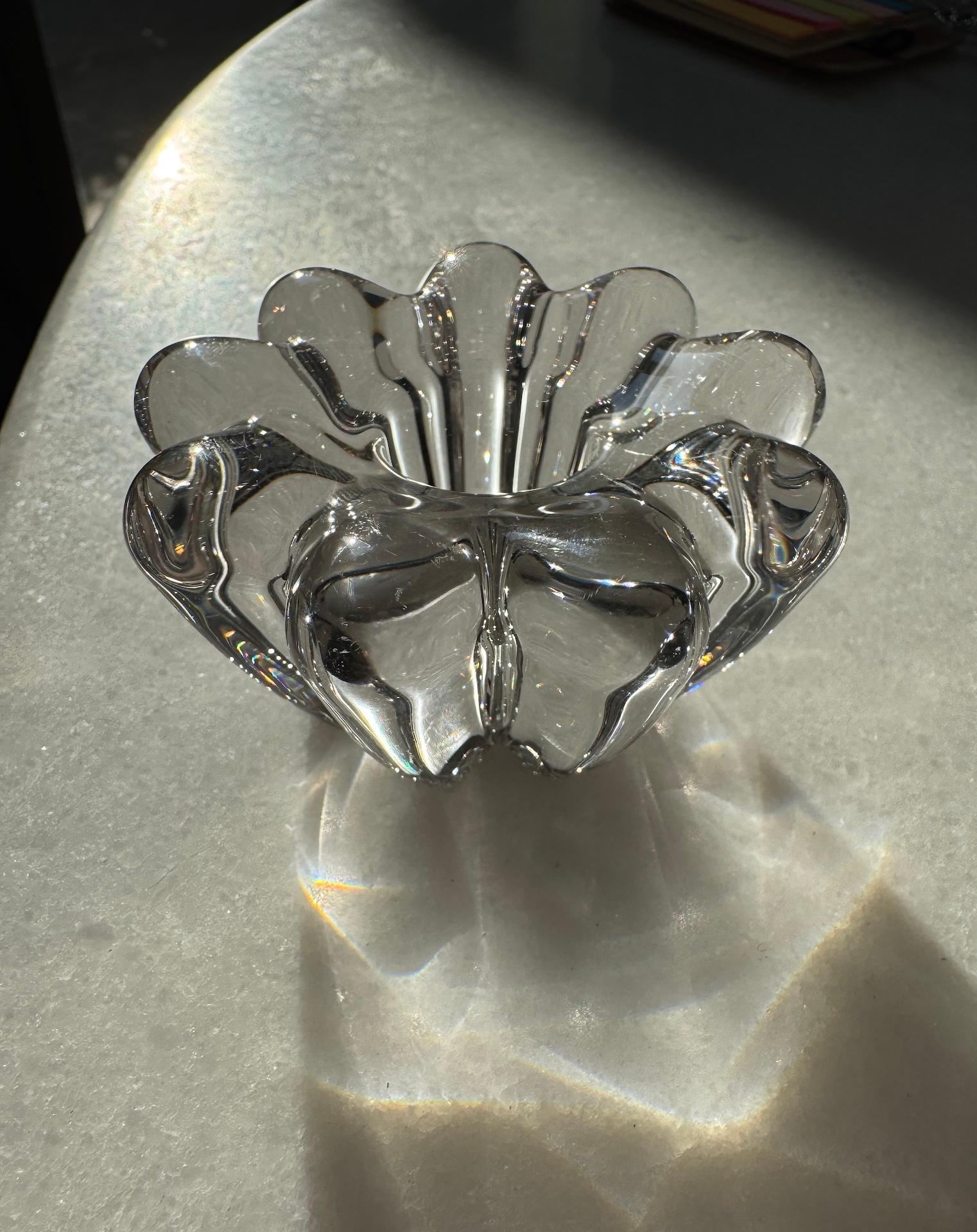 Early 20th Century Art Deco French Bayel Crystal Pair of Candle Holders Circa 1925