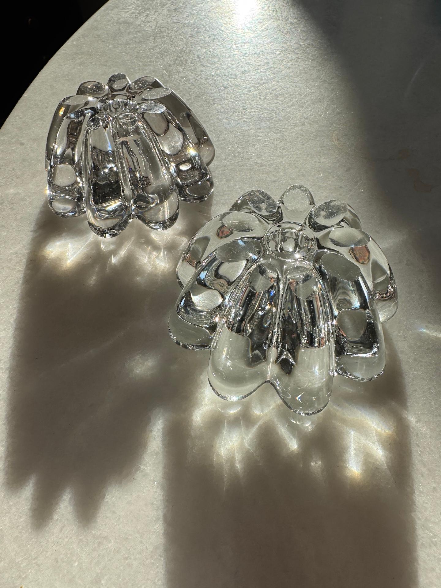 Art Deco French Bayel Crystal Pair of Candle Holders Circa 1925 1