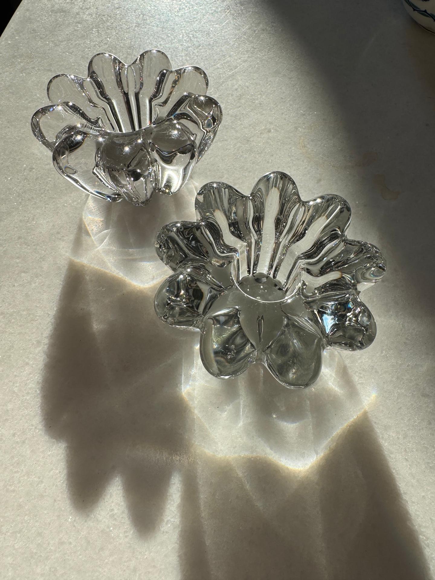 Art Deco French Bayel Crystal Pair of Candle Holders Circa 1925 3