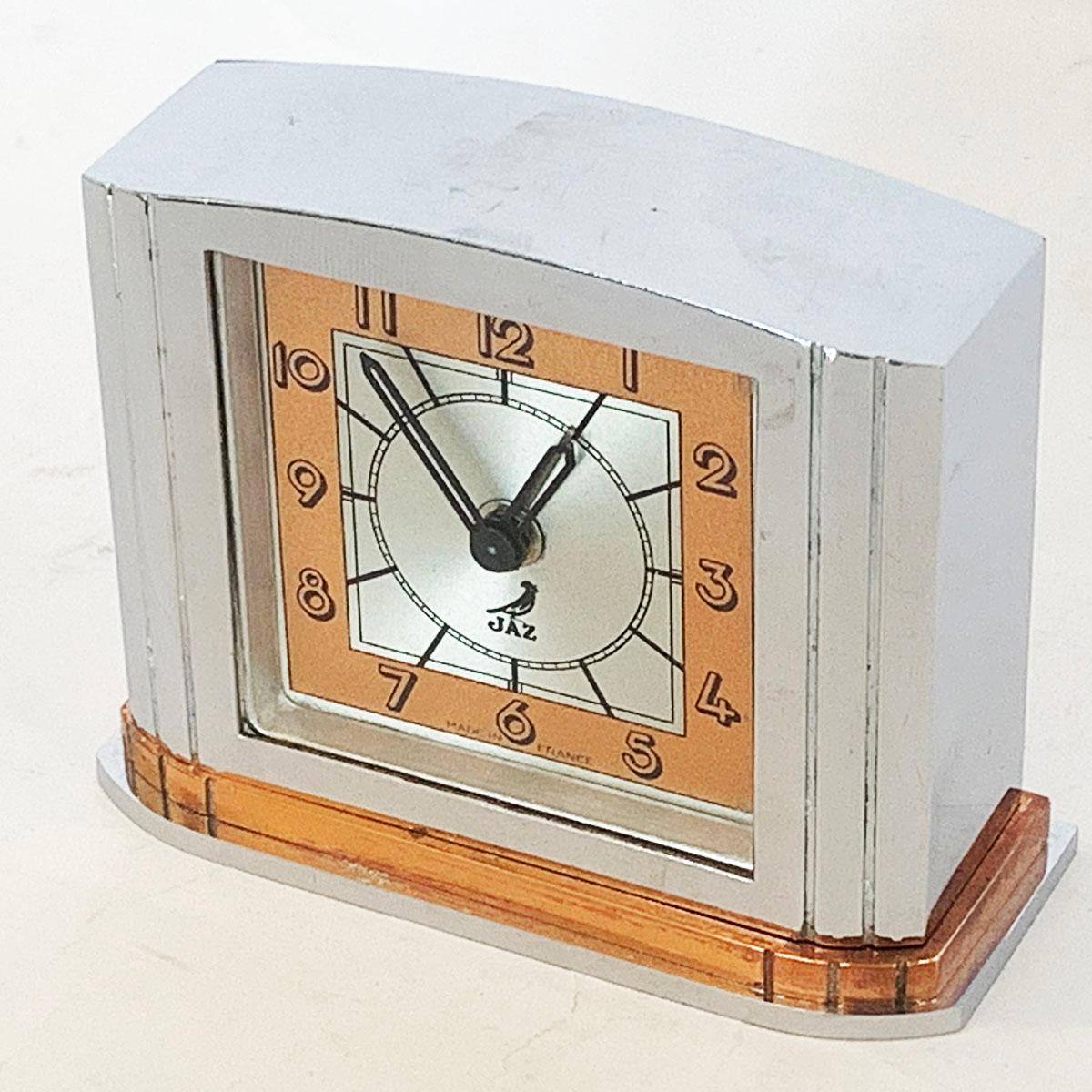 Mid-20th Century Art Deco French Bedside or Desk Clock by JAZ