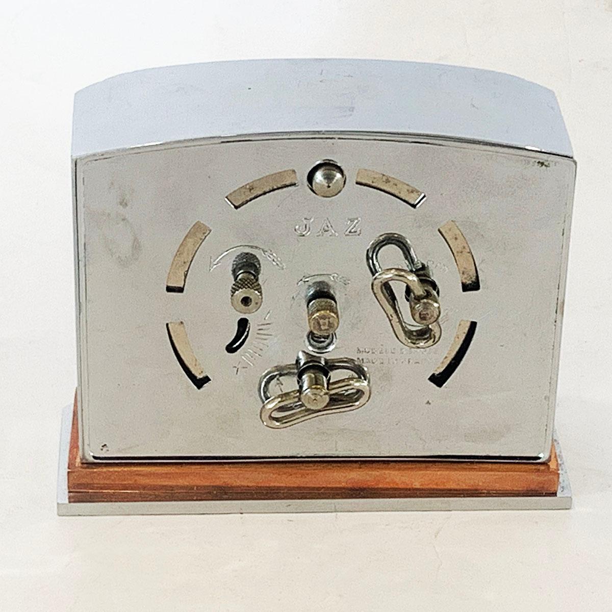 Metal Art Deco French Bedside or Desk Clock by JAZ