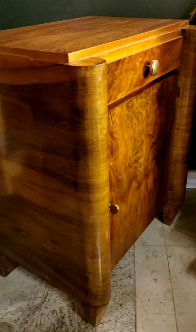 20th Century Art Deco French Bedside Table in European Blond Walnut, 1930