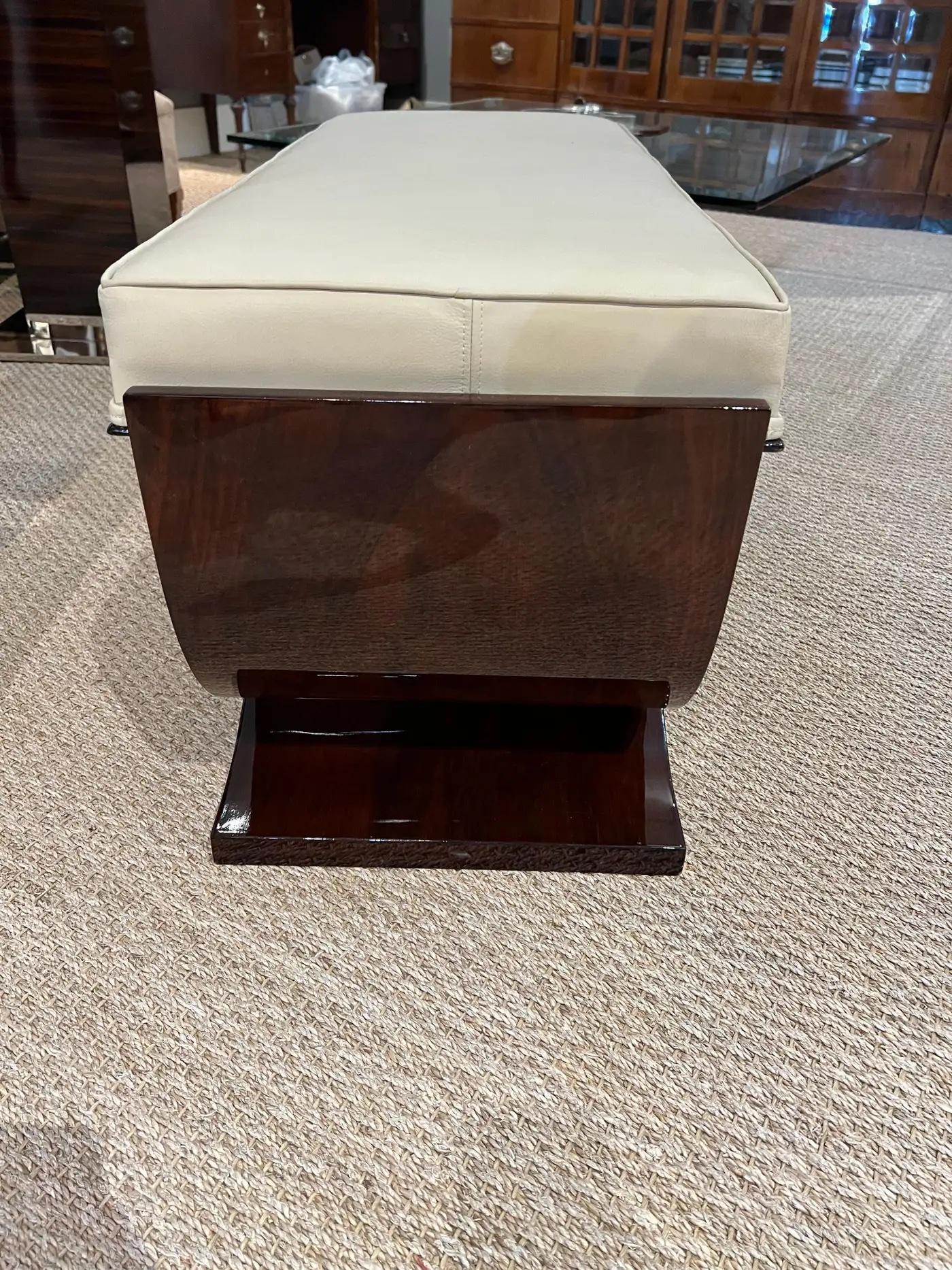 Leather Art Deco French Bench For Sale