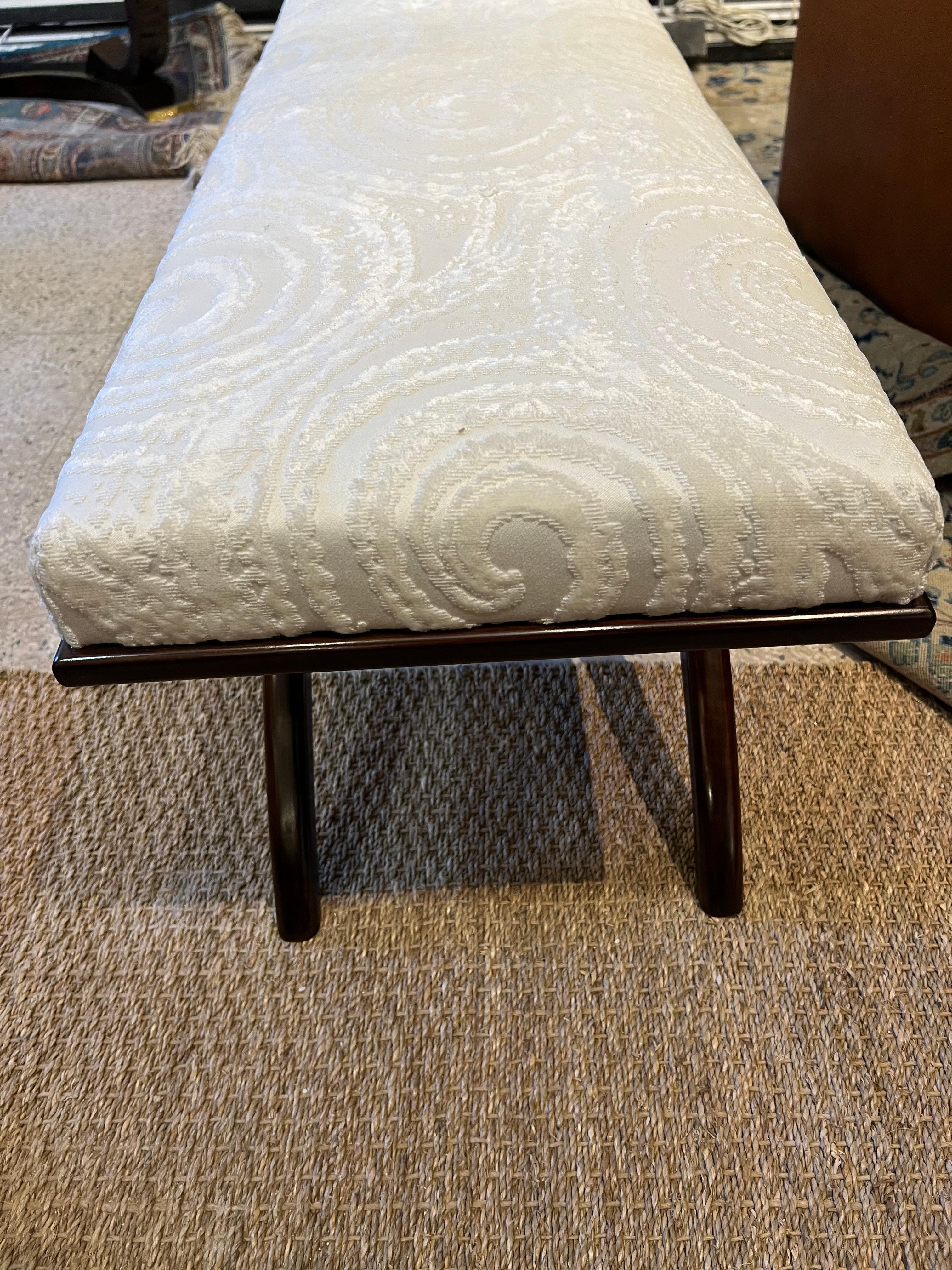 Fabric Art Deco French Bench in Walnut For Sale