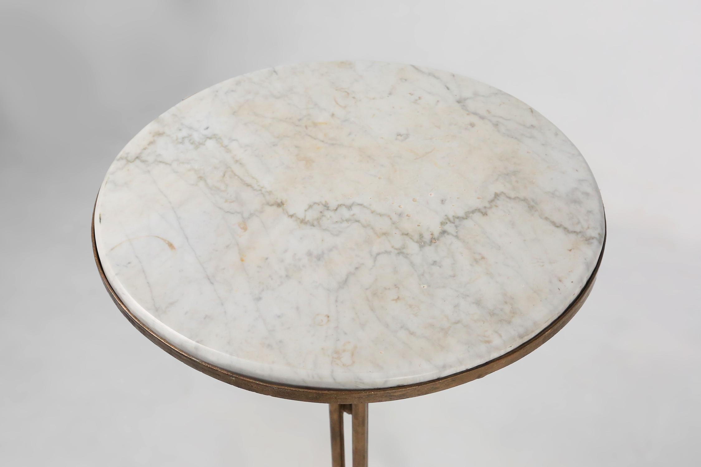 Art Deco French Bistro Table with Carrara Marble Top, 1930s 7