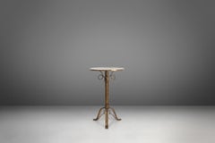 Art Deco French Bistro Table with Carrara Marble Top, 1930s