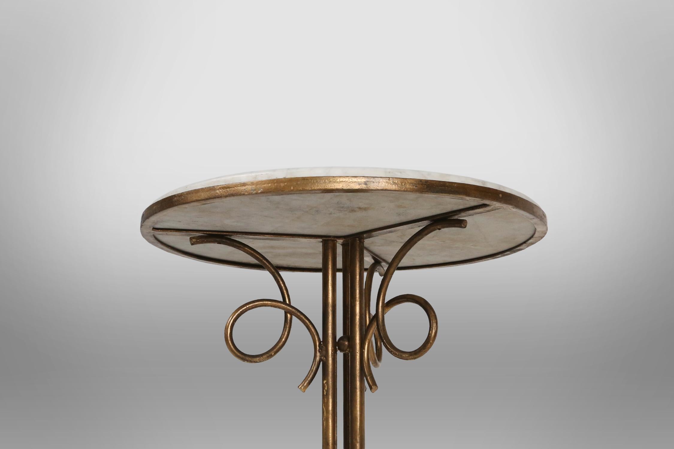 Art Deco French Bistro Table with Carrara Marble Top, 1930s 2