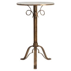 Art Deco French Bistro Table with Carrara Marble Top, 1930s