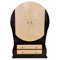 Art Deco French Black and White Cabinet, J.Michel, Frank Workshop