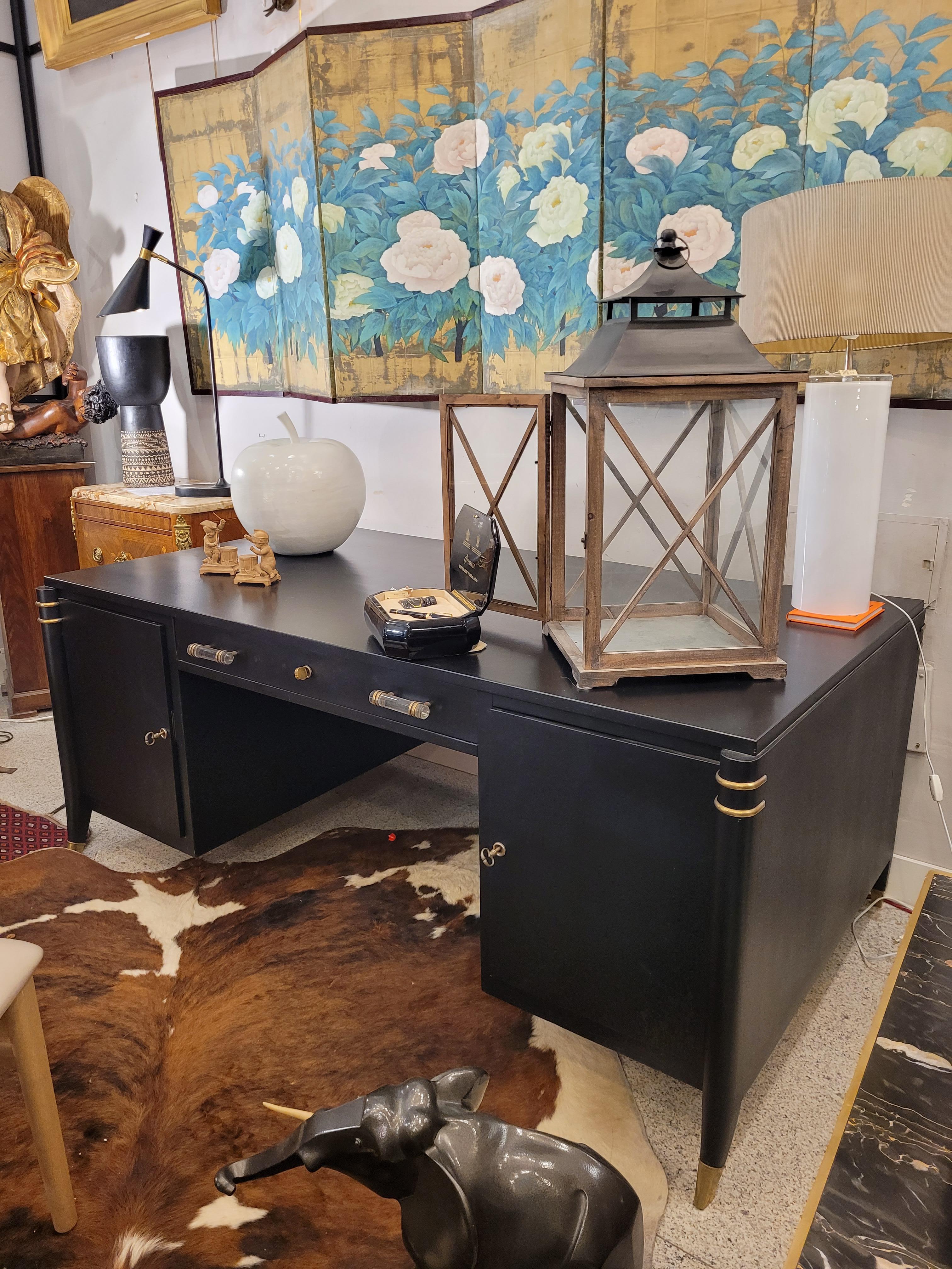 Table de bureau Art Déco en noir, d'après Maurice and Léon Jallot en vente 7