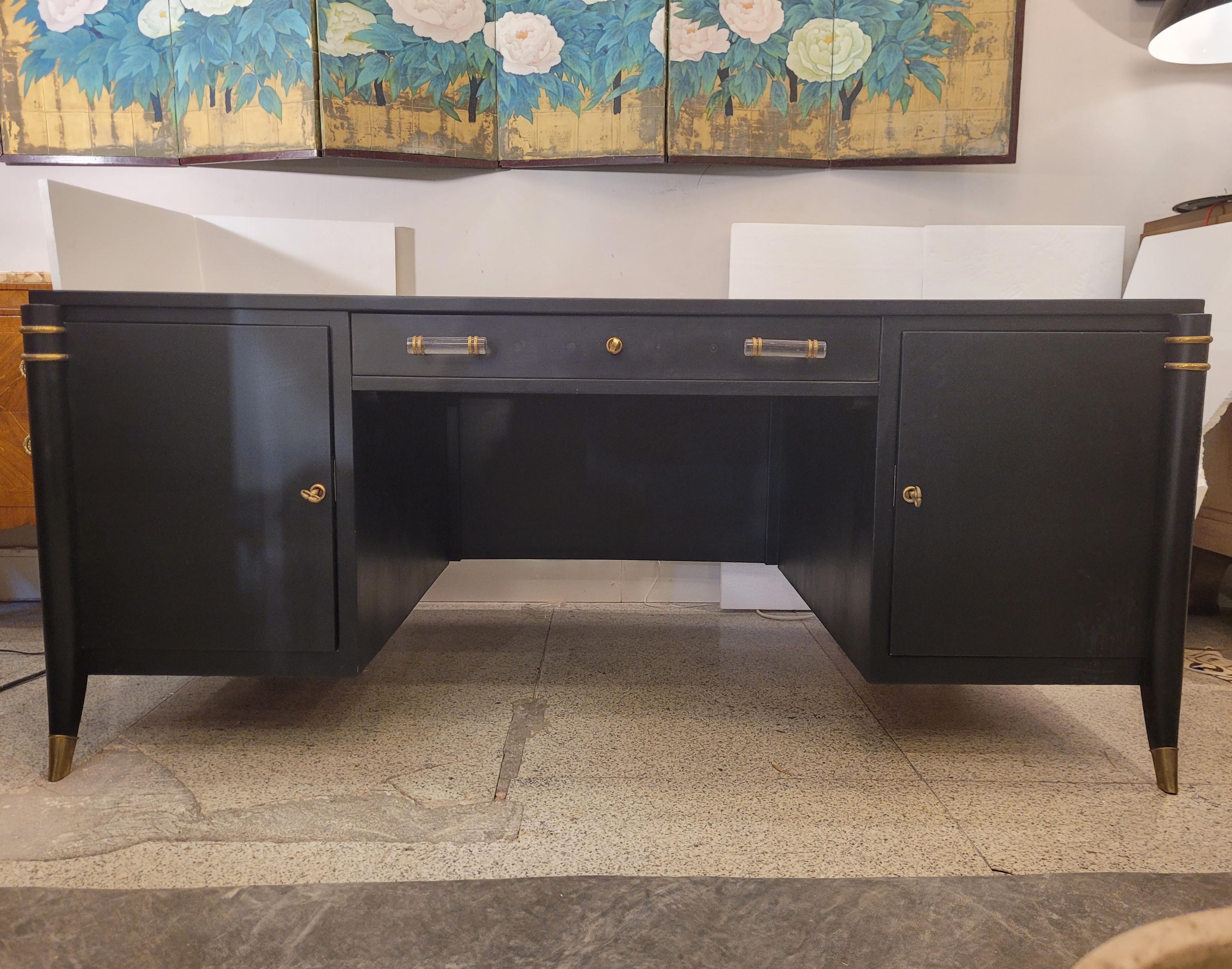 Français Table de bureau Art Déco en noir, d'après Maurice and Léon Jallot en vente