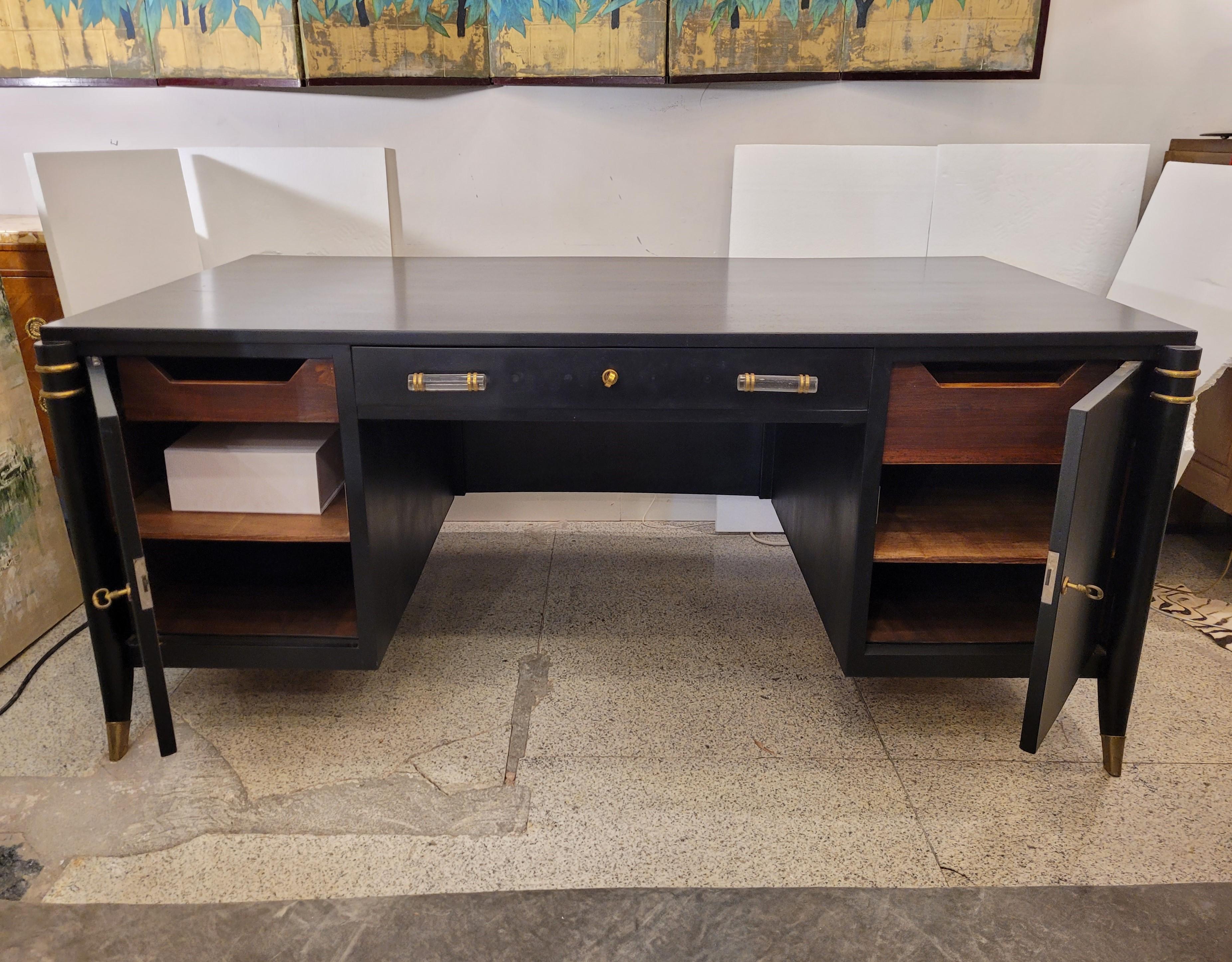 Bakélite Table de bureau Art Déco en noir, d'après Maurice and Léon Jallot en vente