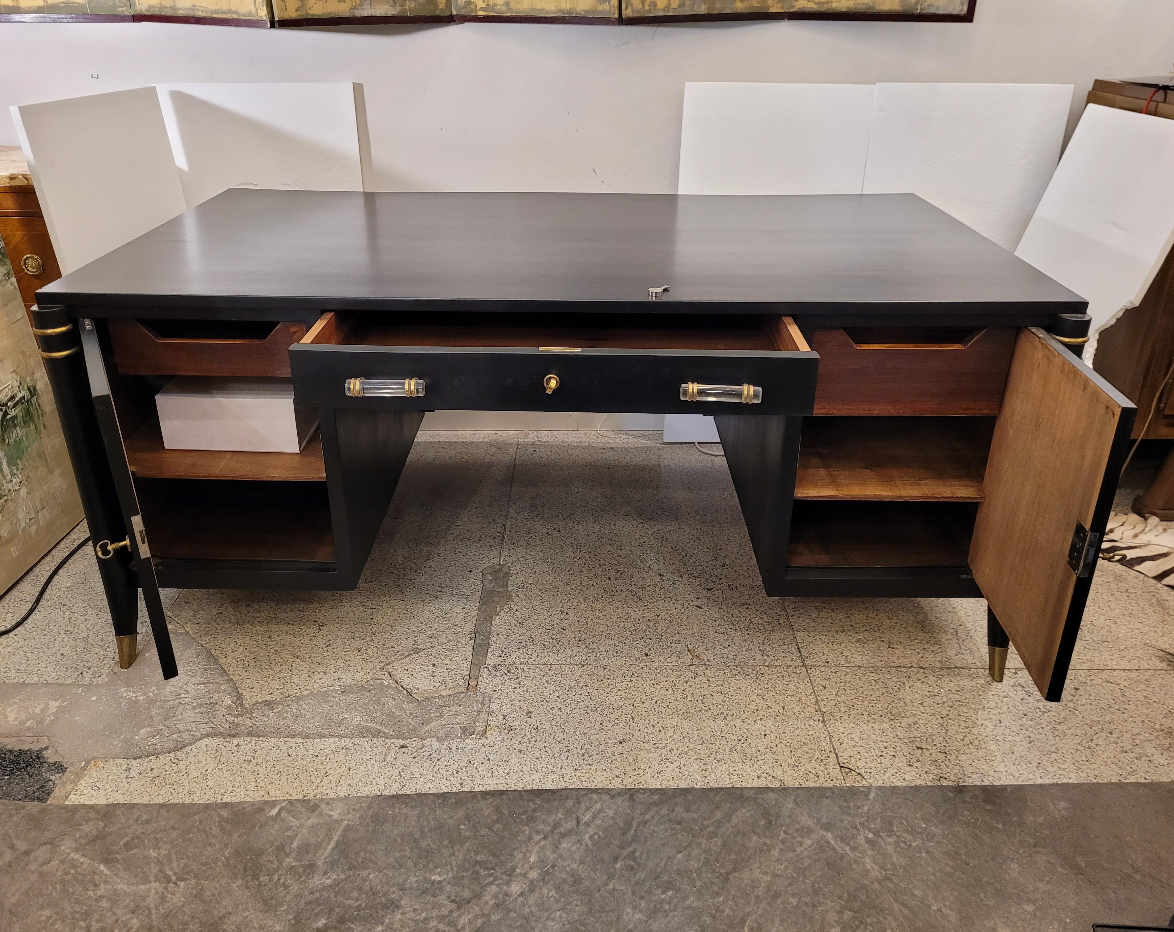Table de bureau Art Déco en noir, d'après Maurice and Léon Jallot en vente 1