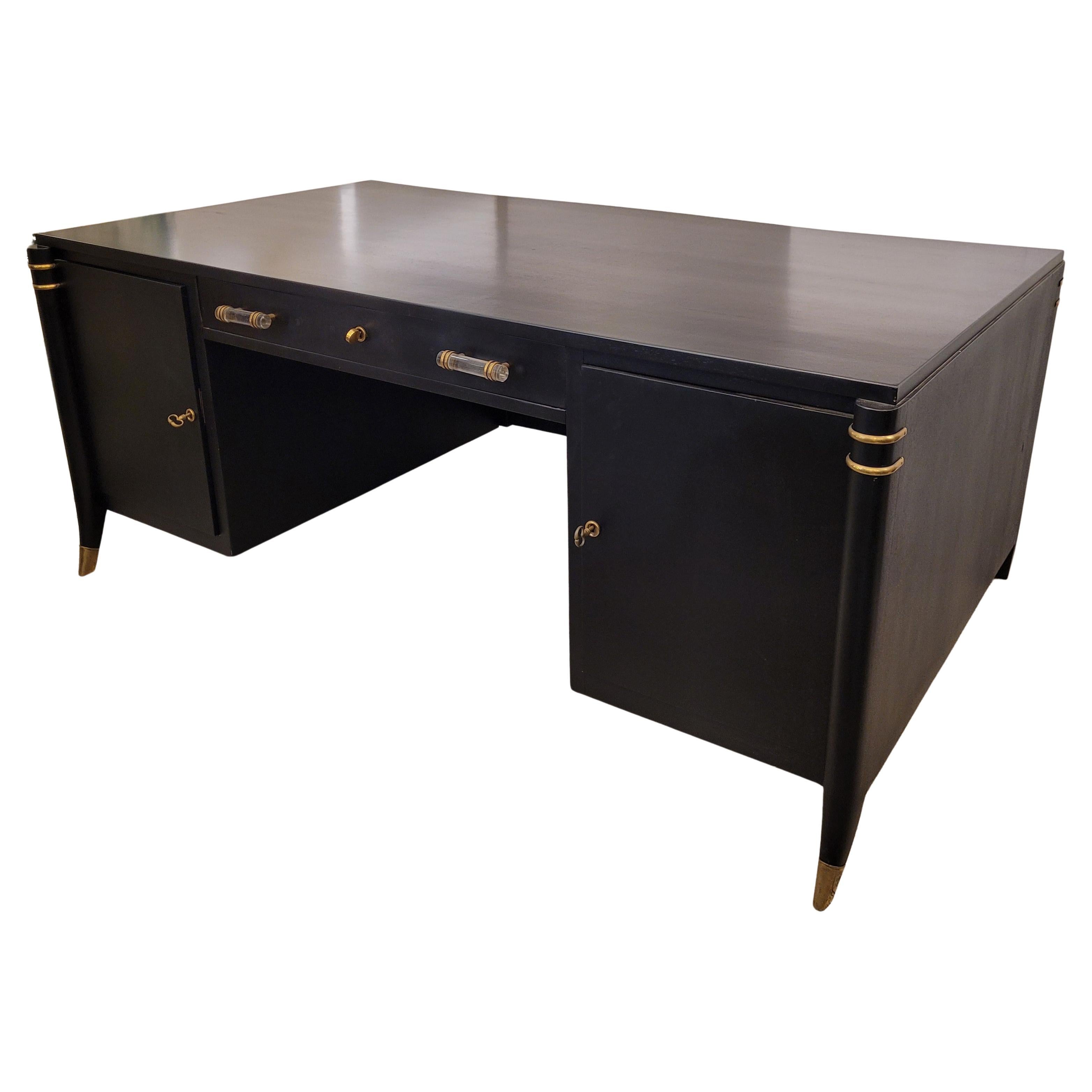 Art Deco Französisch Schwarzer Schreibtisch oder Bürotisch, nach Léon & Maurice Jallot