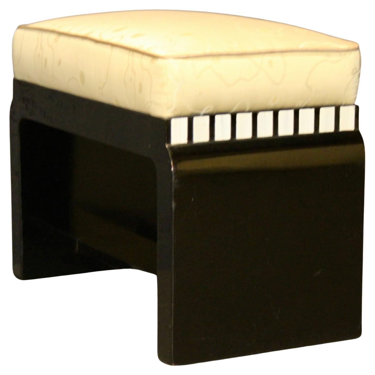 Art Deco French black lacquer stool