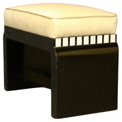 Art Deco French black lacquer stool