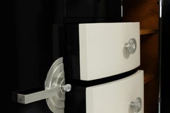 Art Deco French Black Lacquer & White Credenza Sideboard, 20th Century