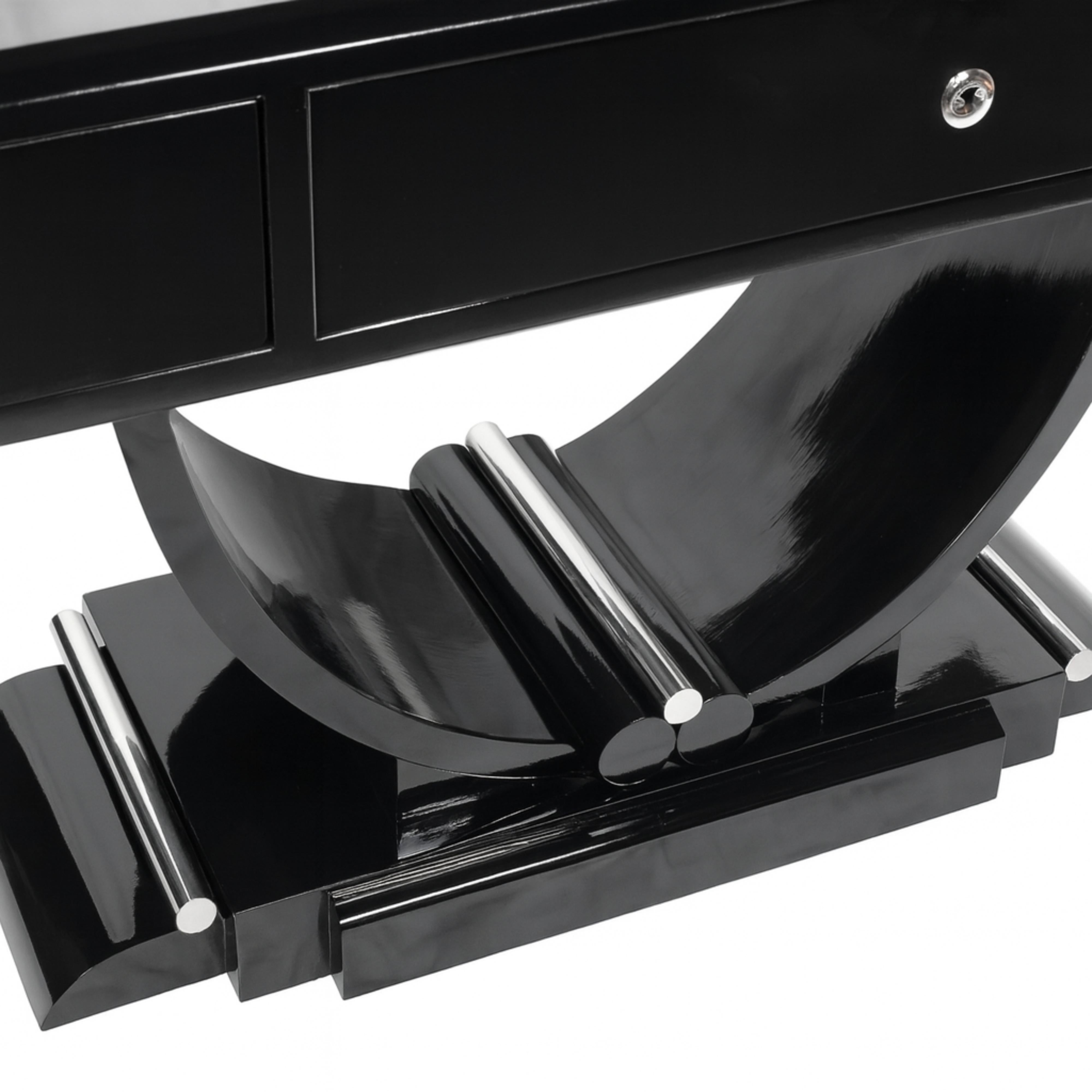 Art Deco Französisch Schwarz Lack Schreibtisch, 20. Jahrhundert im Angebot 2