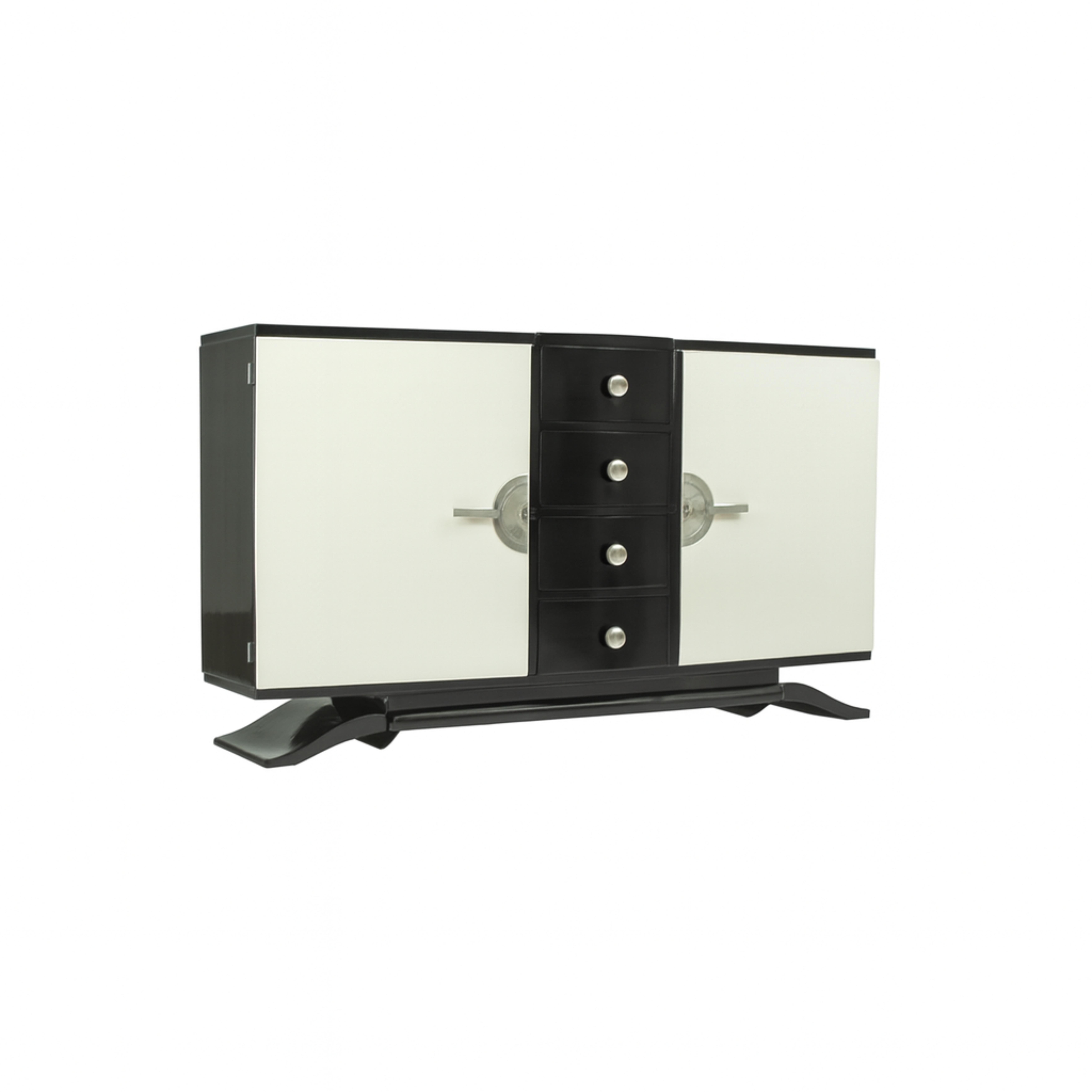 XX secolo Credenza francese Art Deco in lacca bianca e nera, 20° secolo in vendita