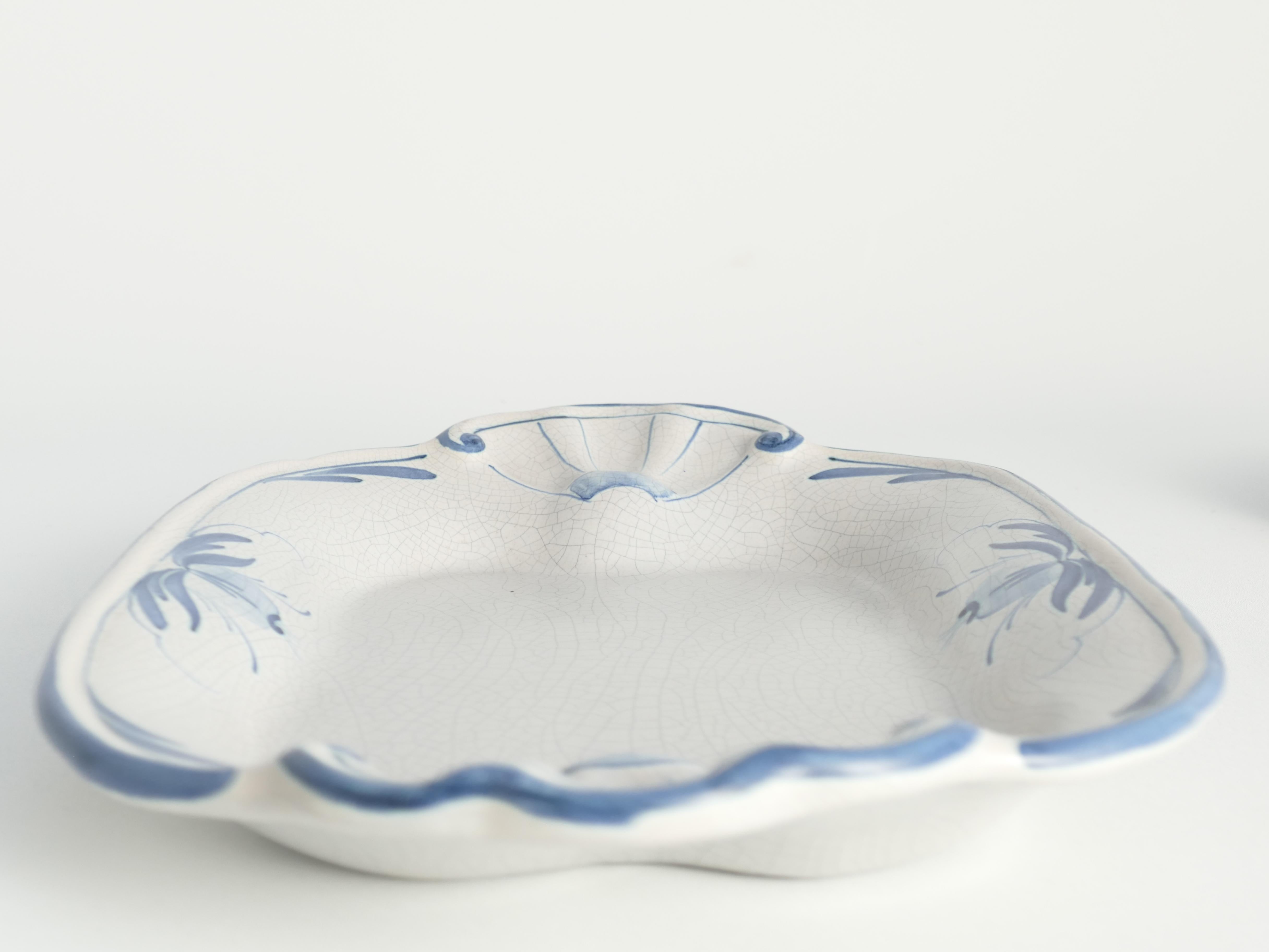 Art Deco French Blue Floral Decor Plate by Allan Eberling, Bo Fajans For Sale 4