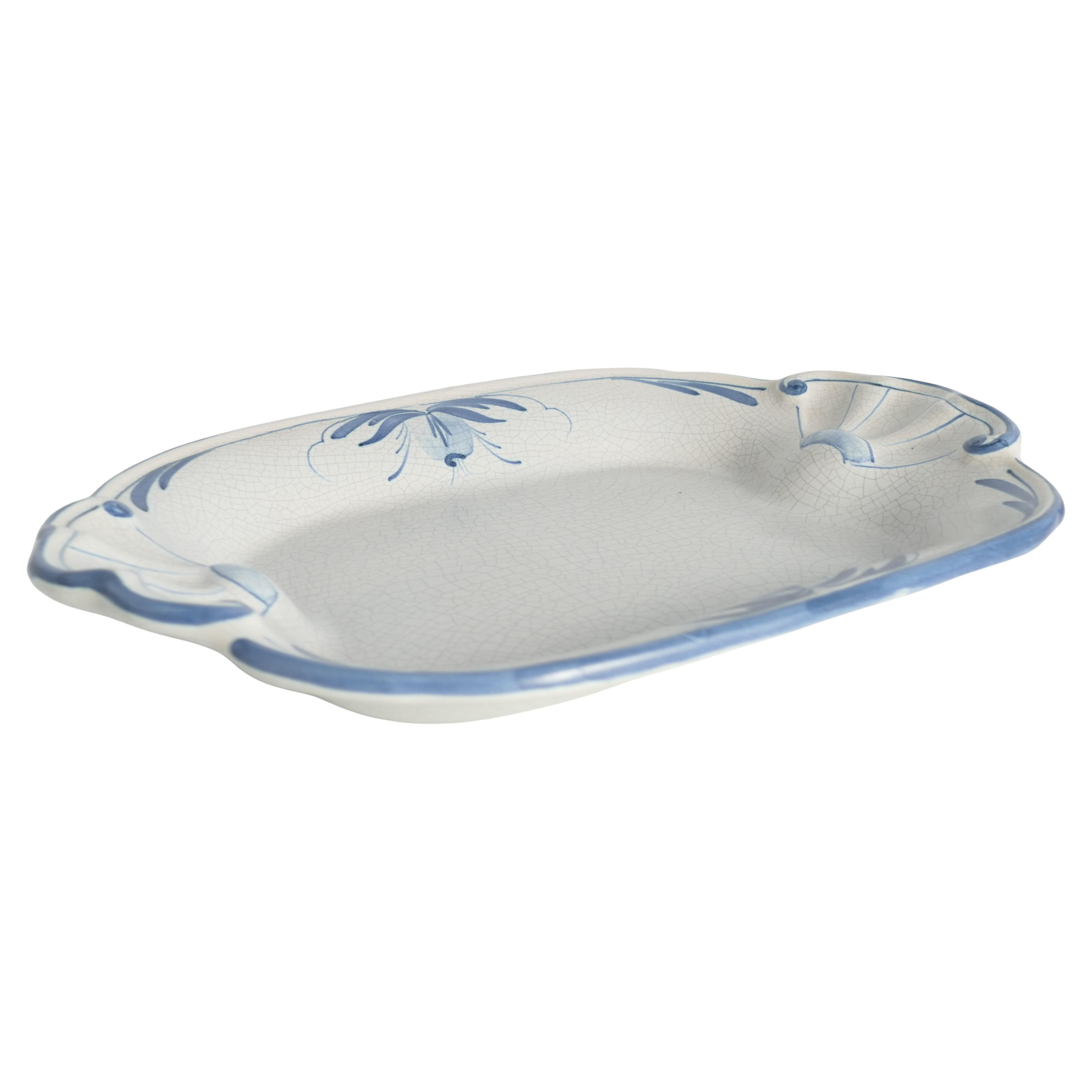 Art Deco French Blue Floral Decor Plate by Allan Eberling, Bo Fajans For Sale 6