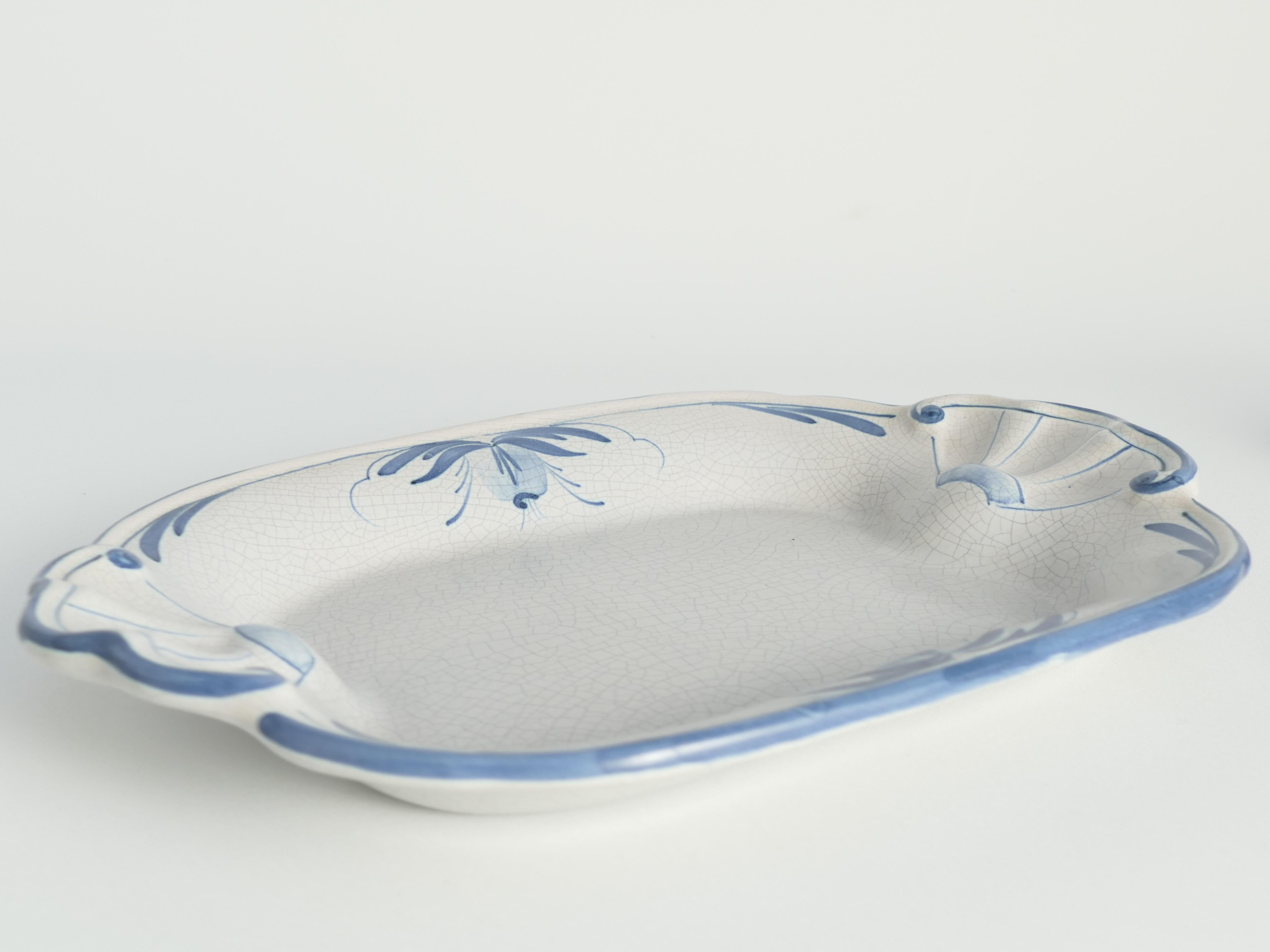 Art Deco French Blue Floral Decor Plate by Allan Eberling, Bo Fajans For Sale 7