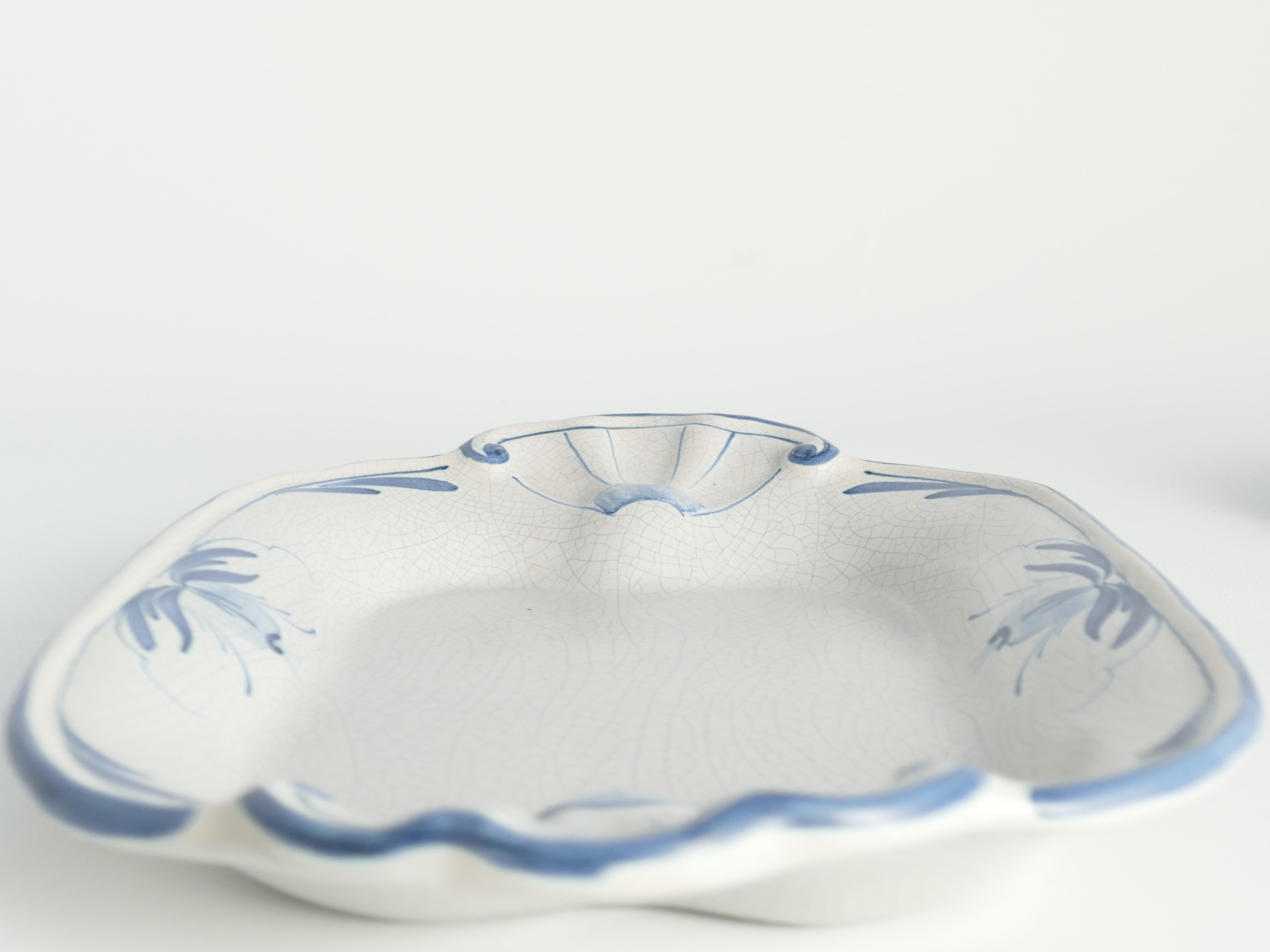 Art Deco French Blue Floral Decor Plate by Allan Eberling, Bo Fajans For Sale 9