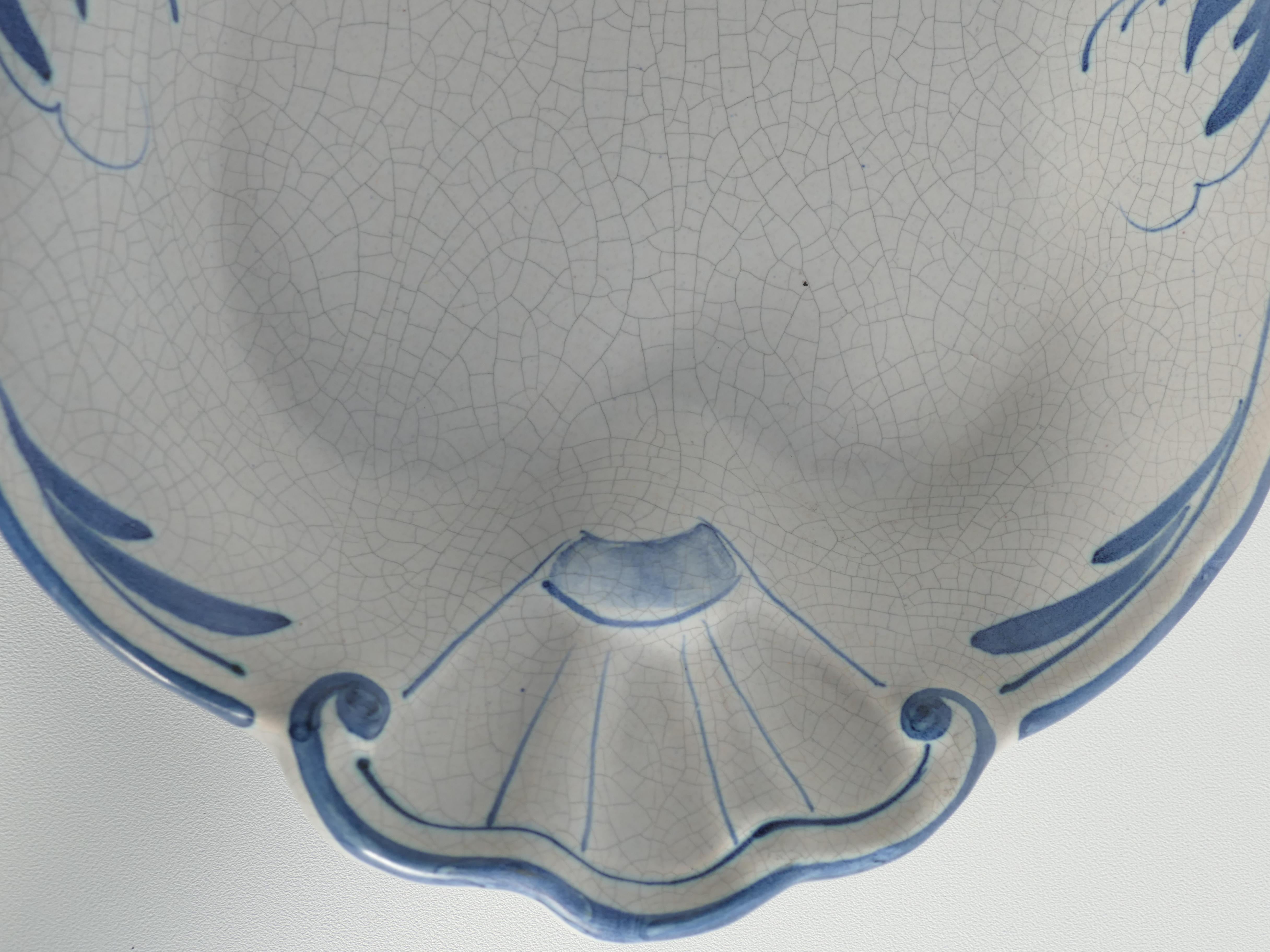 Earthenware Art Deco French Blue Floral Decor Plate by Allan Eberling, Bo Fajans For Sale
