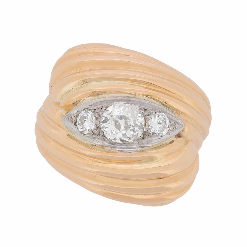 Art Deco French Bombe Diamond Ring, circa 1920s For Sale 2