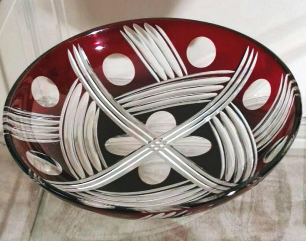 Art Deco French Bowl and Vase in Half Ground Red Crystal 6