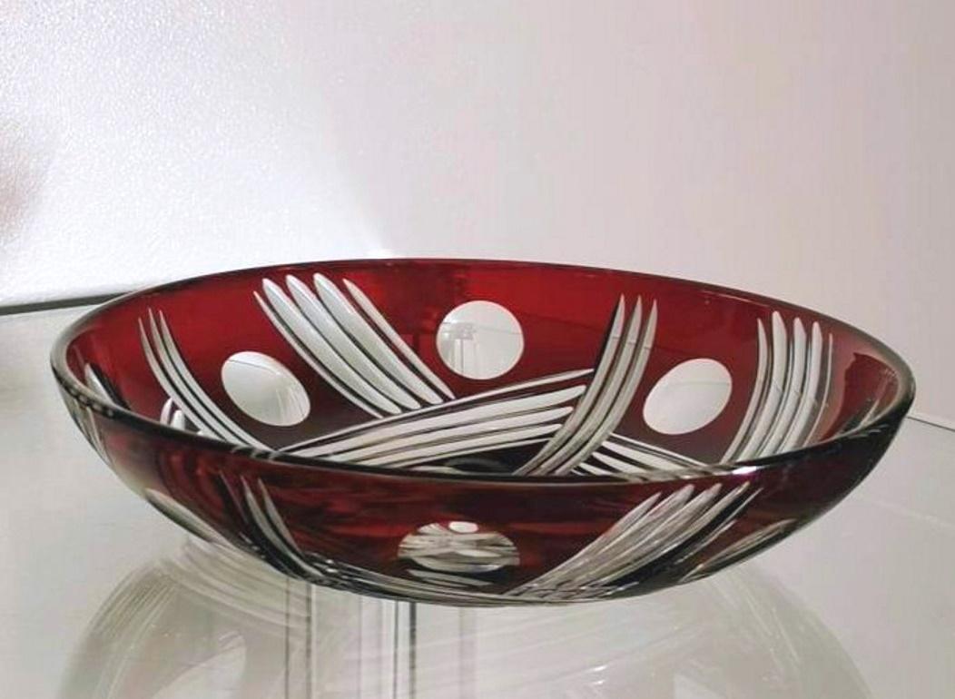 Art Deco French Bowl and Vase in Half Ground Red Crystal 7