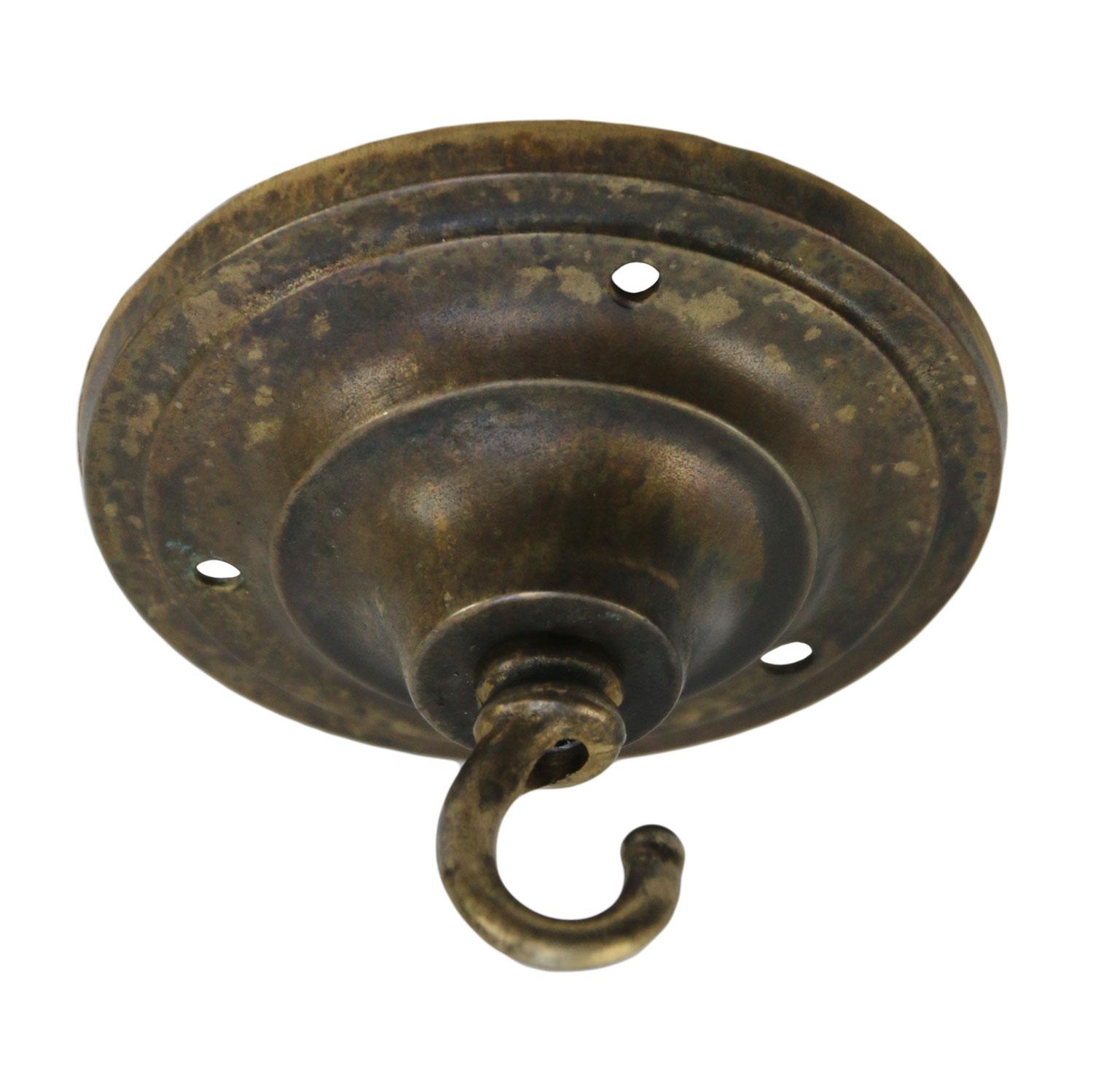 Suspension Art Déco en laiton français et verre ocre jaune gravé, années 1920 en vente 2