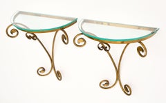 Art Deco French Brass and Glass Shelves
