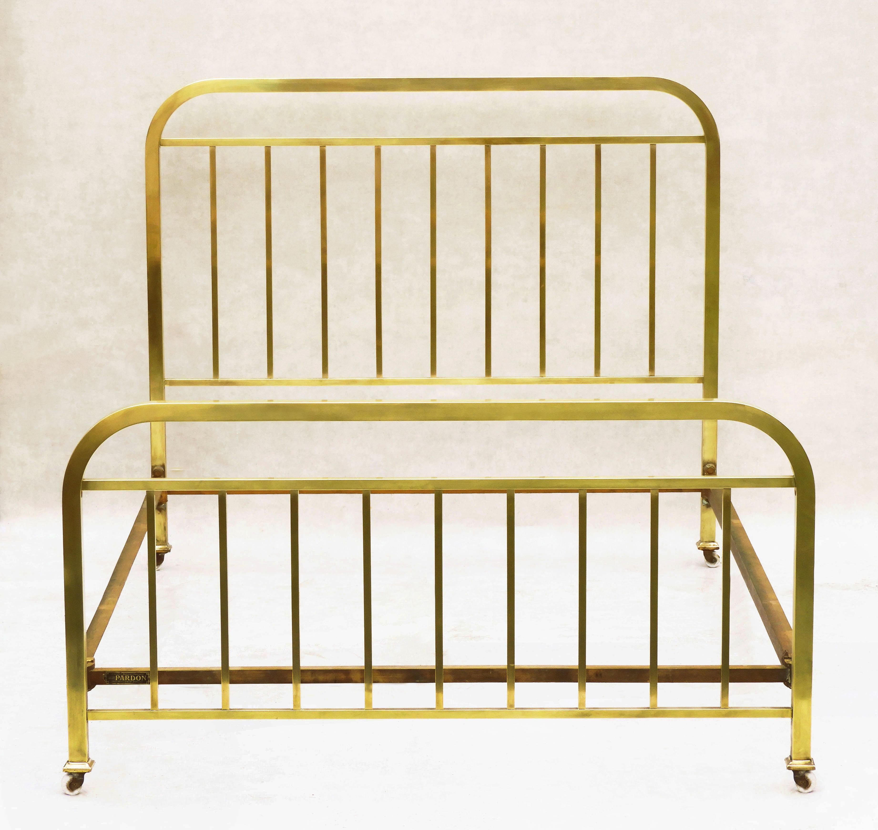 Mid-20th Century Art Deco French Brass Bed C1930 by Pardon US Queen/UK king For Sale