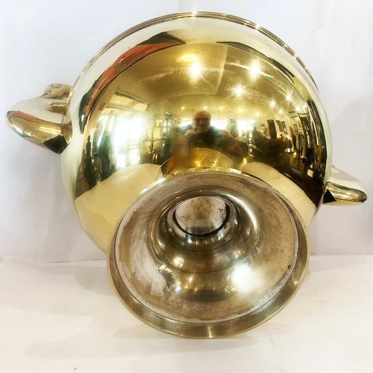 Art Deco French Brass Champagne Bucket with Swan Handles at 1stDibs