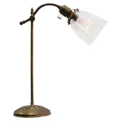 Lampada da tavolo in ottone e vetro trasparente in stile Art Déco francese