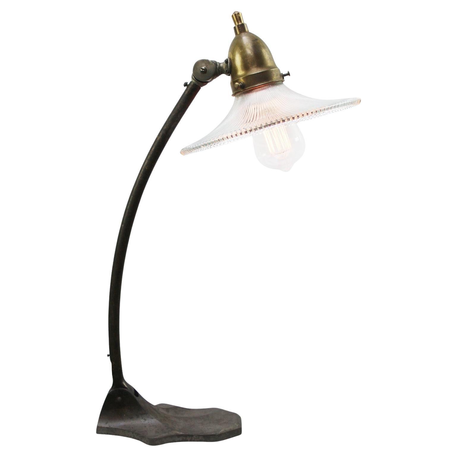 Art Deco French Brass & Glass Table Desk Light For Sale