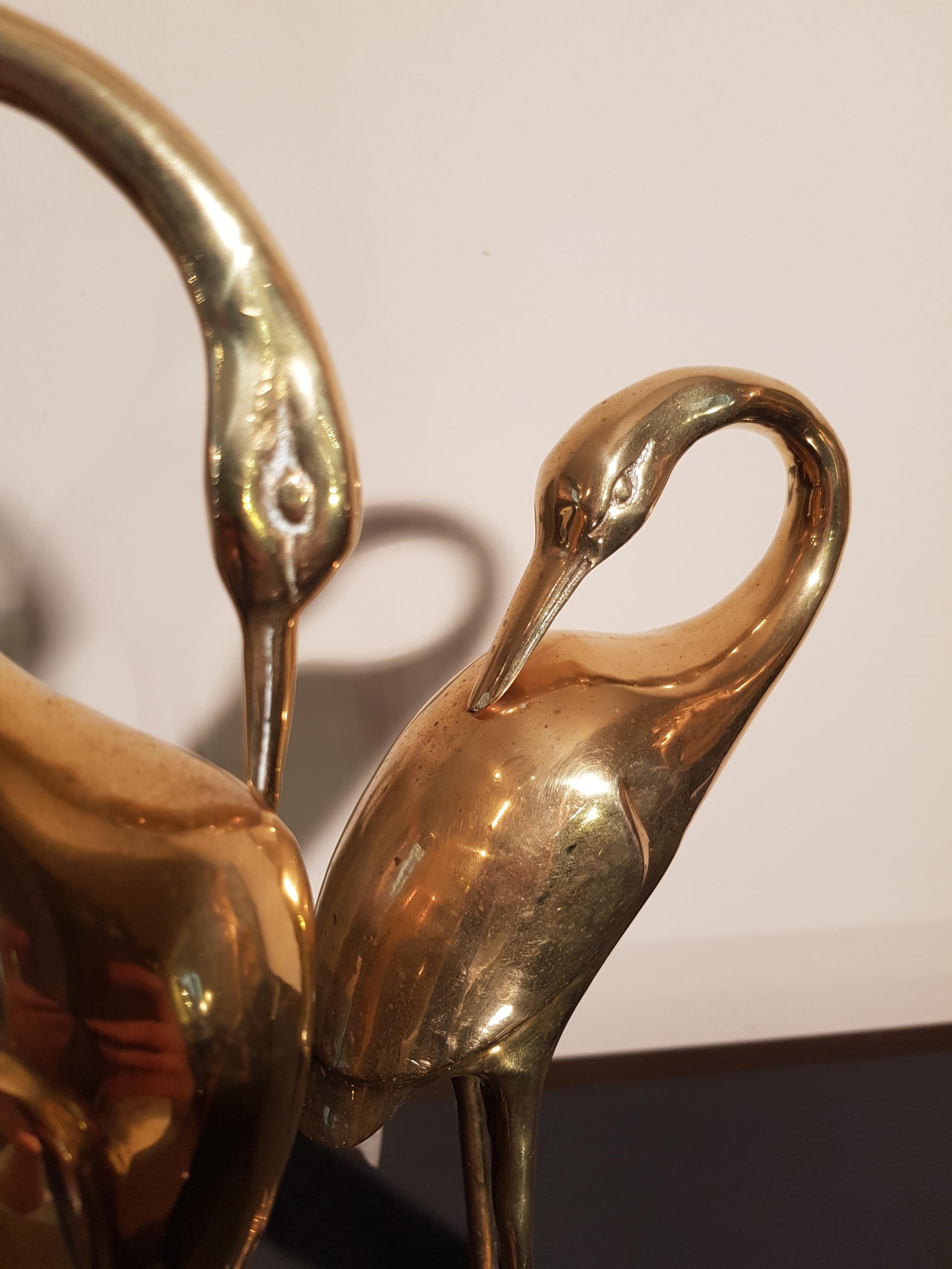 Art Deco French Brass Herons 1940s set of two animal sculptures 8